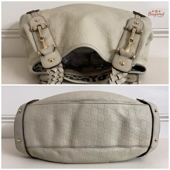 Authentic GUCCI Cream Guccissima Monogram Leather Pelham Large Shoulder Bag - Picture 7 of 13